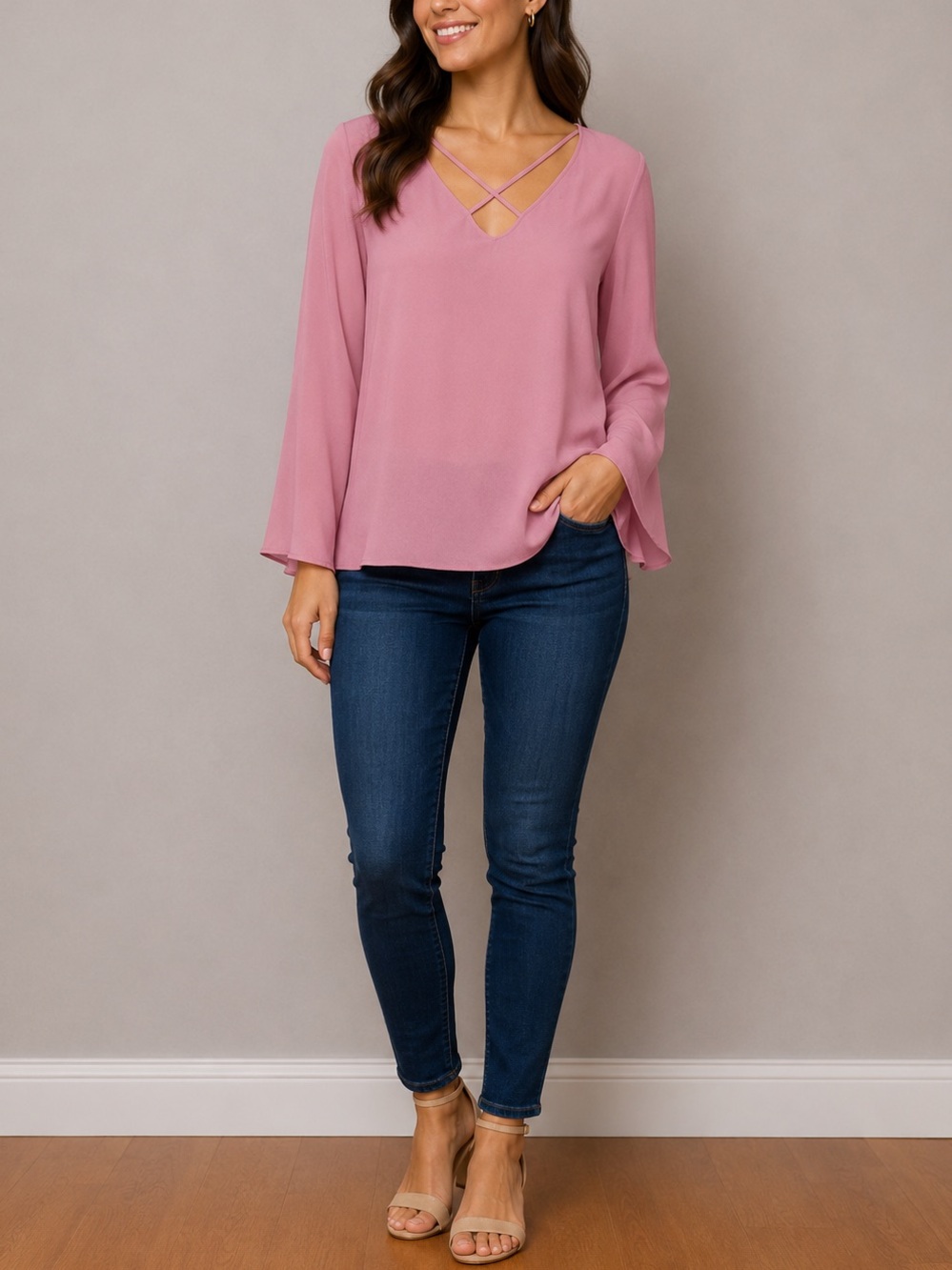 LUSH BLUSH PINK FLUTTER SLEEVES BLOUSE | BUSINESS CASUAL | CASUAL CHIC | SIZE XS